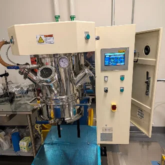 WELLCOS industrial mixer with vessel, gauges and operator panel